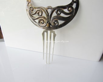 Mother of pearl hair comb - whale tail, Victorian wedding, decorative hair piece, Egyptian revival