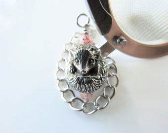 Pewter hedgehog tea infuser - stainless steel, loose leaf tea ball strainer, cute animal tea infuser, tea gifts