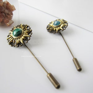Gold Sonne Pin - himmlische Hochzeit, Anstecknadel Frauen, Anstecknadel Frauen, Anstecknadel für Männer, Edelstein, Malachit, Apatit