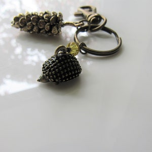 Pine cone key chain woodland hedgehog, accessories, nature keychain image 6