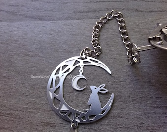 Bunny and moon tea infuser, celestial, stainless steel, tea ball strainer, woodland, loose tea infuser, cottagecore