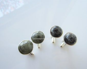 Labradorite cufflinks - larvikite gemstones, mens wedding, gemstone cufflinks, groomsmen gift