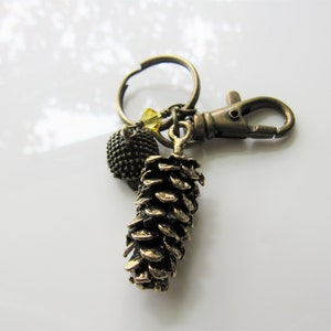 Pine cone key chain woodland hedgehog, accessories, nature keychain image 4