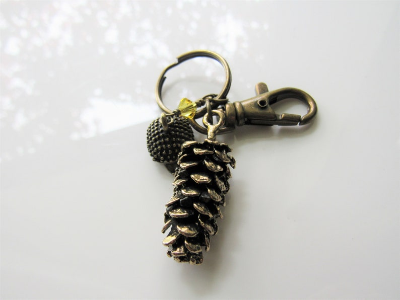 Pine cone key chain woodland hedgehog, accessories, nature keychain image 4