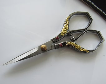 Large embroidery scissors with cover - dragon fantasy, cross-stitch scissors, quilting