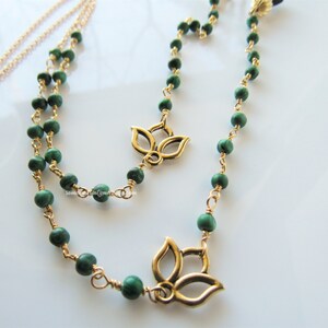 Eyeglass chains beaded - lotus flower, gemstone malachite , designer chain, womens fashion, men