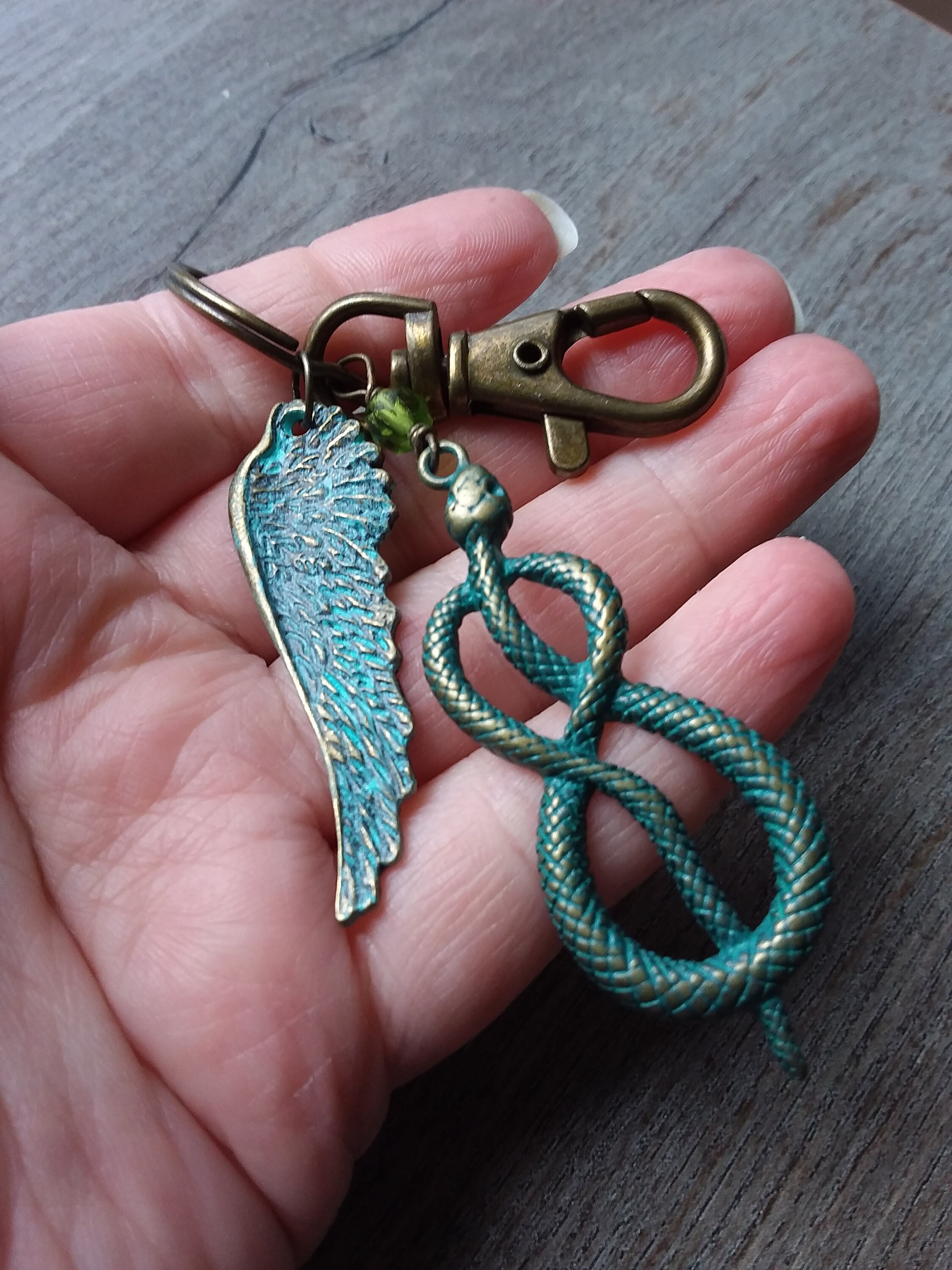 Snake Key Ring - Wing Keychain, Gifts for Him, Large Key