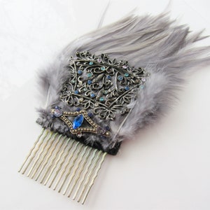 Art nouveau hair comb, something blue, rhinestone hair piece,  flapper headpiece