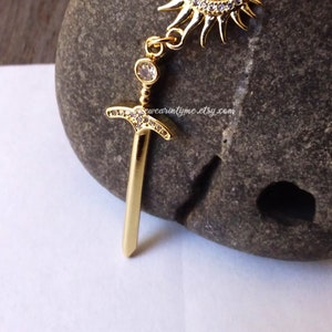 Sun and moon necklace,sword necklace gold, whimsigoth, necklaces for women, gift idea for men, celestial