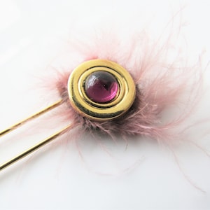 Metal hair stick -  gold pin, pink and purple, hair fork, women, fashion hair pin