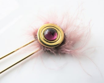 Metal hair stick -  gold pin, pink and purple, hair fork, women, fashion hair pin