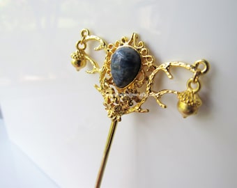 Woodland wedding hair piece - antler hair pin, lapis lazuli, rhodonite gift, women, hair stick