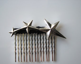 Celestial hair comb - shooting star, silver hair piece, starry night wedding