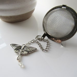 Moth tea steeper, stainless steel tea infuser, loose leaf tea ball, gothic, pewter, tea lovers gift image 4