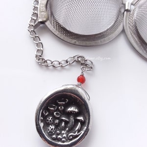 Cottagecore mushroom tea strainer,  mushroom and snail, stainless steel strainer, tea lover gift, cute tea infuser charm, woodland
