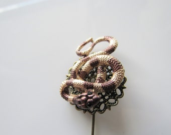 Snake lapel pin - serpent stick pin, brooch pin animal, women, men