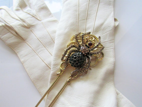 Spider hair pin accessories - pin up hair, jeweled spider, hair fork flower, statement hair