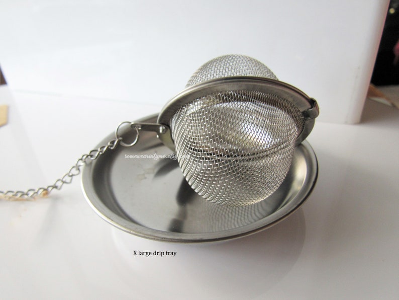 Moth tea steeper, stainless steel tea infuser, loose leaf tea ball, gothic, pewter, tea lovers gift W/ xlarge drip tray