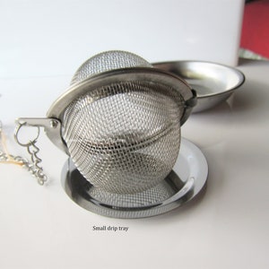 Moth tea steeper, stainless steel tea infuser, loose leaf tea ball, gothic, pewter, tea lovers gift With small drip tray