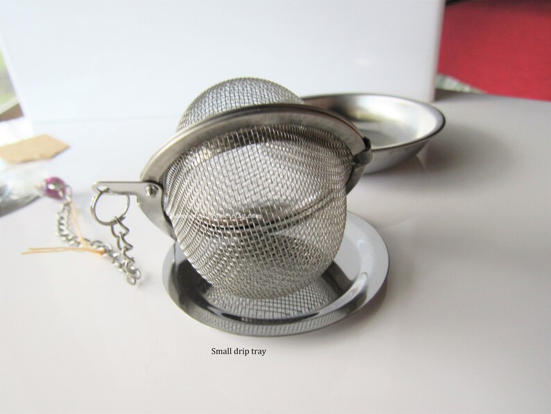 Moth tea steeper, stainless steel tea infuser, loose leaf tea ball, gothic, pewter, tea lovers gift With small drip tray