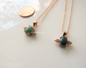 Dainty scarab necklace - rose gold vermeil, women, small gemstone necklace, beetle, egyptian revival