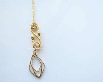 Vermeil infinity necklace - serpent pendant, gold sterling silver, women, metal crystal