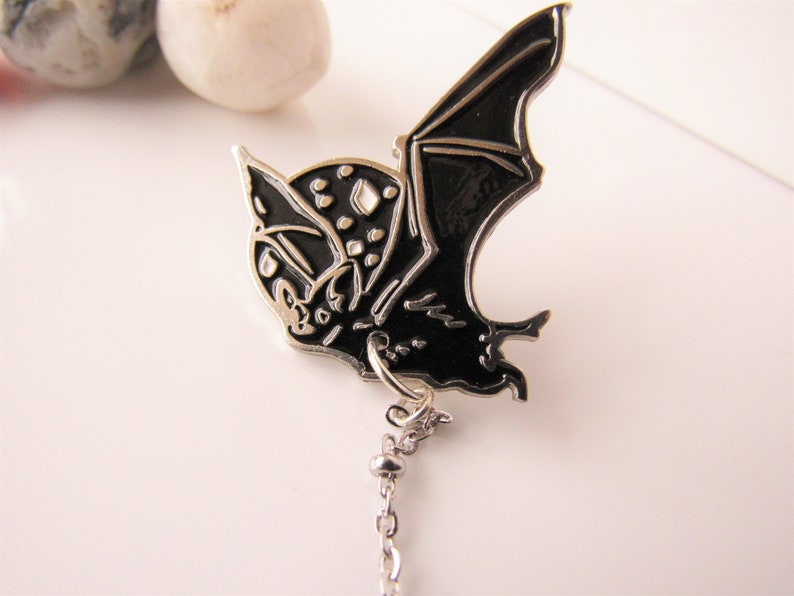 beaded collar pin chain gothic collar pins sweater pin clasp men Bat collar pins set women