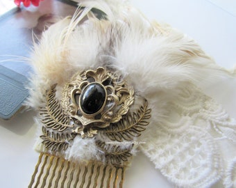 Leaf hair comb - vintage headpiece, brass hair comb, Grecian, nature inspired, laurel wreath, bridal