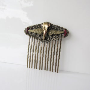 Corvid skull hair comb bird wings, gothic hair piece, women, decorative comb, alternative wedding image 6