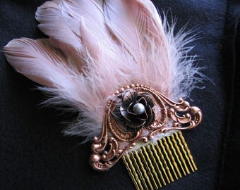 Copper Feather Hair Comb - Copper Feather Comb - Woodland  display picture 2