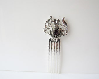 Scottish thistle hair comb - silver hair piece, simple hair piece wedding, women, flower