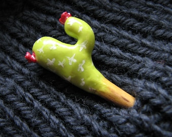 Cactus pin, shawl stick, handmade miniatures, shawl pin wood, mini plants, flower