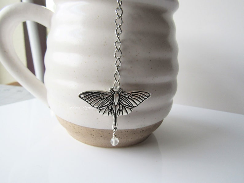 Moth tea steeper, stainless steel tea infuser, loose leaf tea ball, gothic, pewter, tea lovers gift image 2