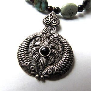 Fish charm beaded necklace ,pendant, turquoise necklaces for women, botswana agate, Scandinavian design