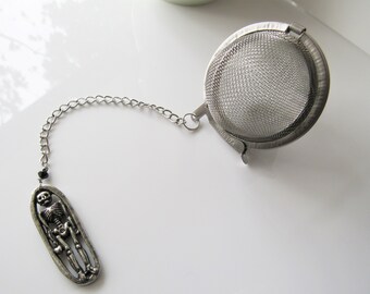 Skeleton tea infuser - stainless steel, gothic tea party, loose leaf tea ball, tea lover gift