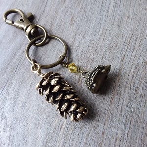 Pine cone key chain woodland hedgehog, accessories, nature keychain image 7