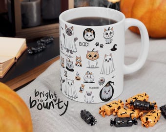 Halloween Cat Mug: Spooky Witchy Coffee Cup for Cat Lovers