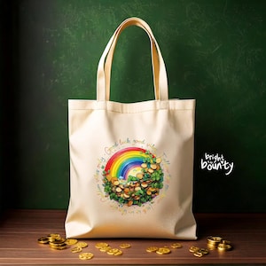 St. Patrick’s Day Tote Bag – Irish Luck – Shamrock – Celtic Design – Cotton Canvas – Eco-Friendly – Reusable Gift Bag