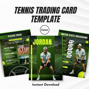 Boys' Tennis Trading Card Template | Editable Trading Card | Canva Printable