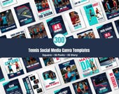 Tennis Social Media Templates Canva | 300 Editable Sports Graphics Bundle | Match Day, Player Spotlight & Team Posts