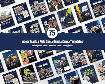 Indoor Track and Field Social Media Template Bundle Editable in Canva Meet Day Posts Athlete Highlights Event Schedule Designs for Teams