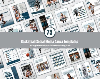 Basketball Social Media Template Bundle Editable in Canva Game Day Posts Player Highlights Match Schedule Designs for Teams and Coaches