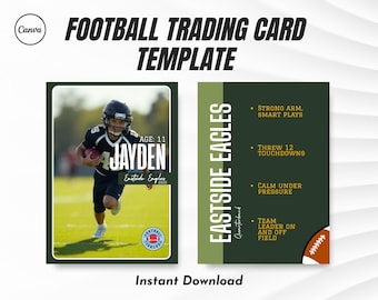 2-page Football Trading Card Template | Editable Trading Card | Canva Printable