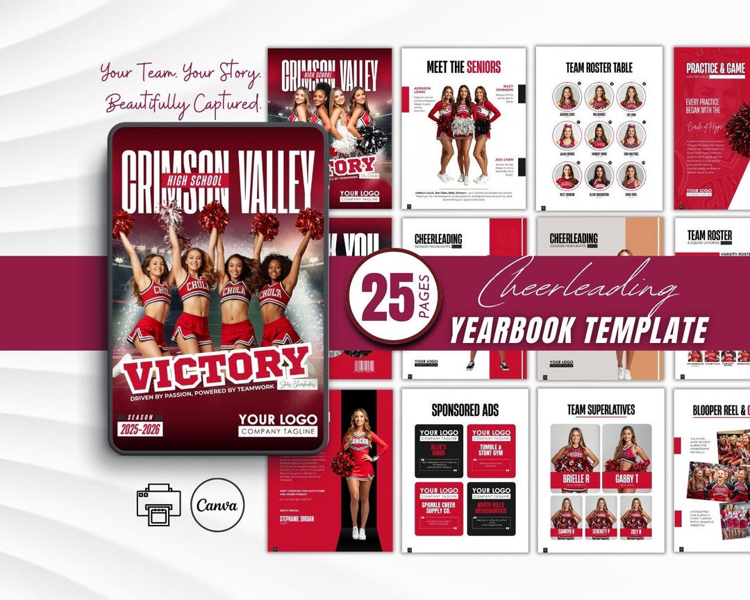 Cheer Note Book End of Season Cheerleading Memory Book Template Editable in Canva for ...
