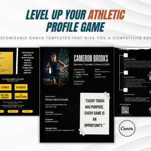 Track & Field 3-Page Athlete Profile Template | 3-Page Editable Canva Resume for College Recruiting