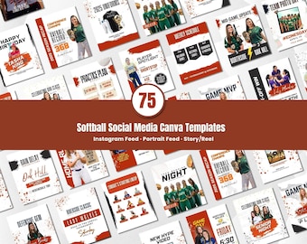 Softball Social Media Template Bundle Editable in Canva Game Day Posts Player Highlights Match Schedule Designs for Teams and Athletes