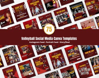 Volleyball Social Media Template Bundle Editable in Canva Game Day Posts Player Highlights Match Schedule Designs for Teams and Coaches