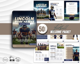 Football Team Welcome Packet Canva Template | 50-Page Coach Handbook for Players & Parents | Printable Digital Download