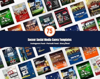 Soccer Social Media Template Bundle Editable in Canva Game Day Posts Player Highlights Match Schedule Designs for Teams and Coaches