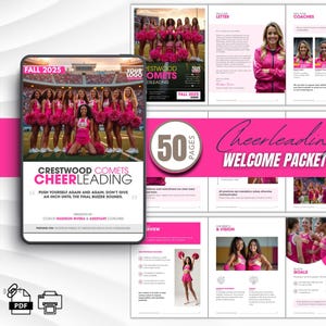 50-Page Cheerleading Welcome Guide for Coaches – Includes 2 Cover Options | Editable Digital Packet | Canva Template